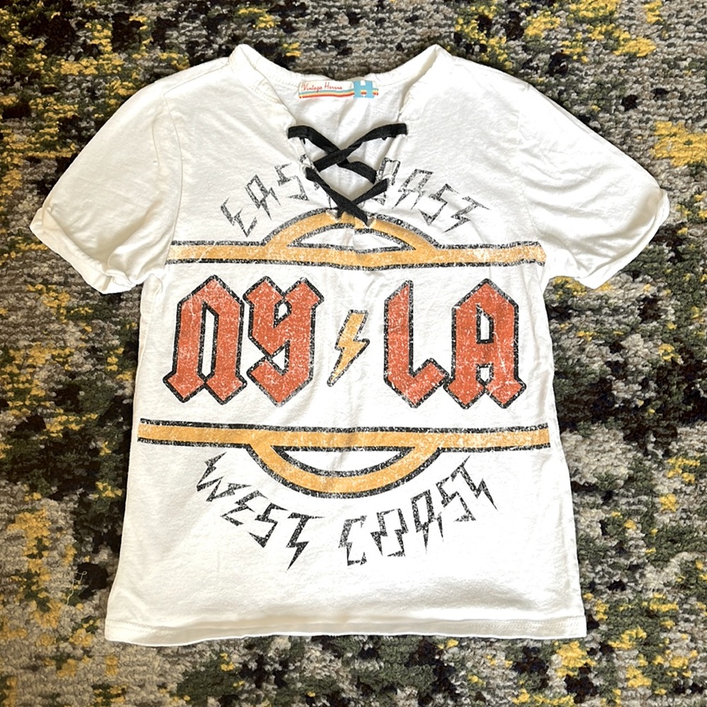 Girls Vintage Havana East Coast West Coast NY LA Corset Tee Shirt